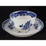 ENGLISH BLUE AND WHITE CUP AND SAUCER