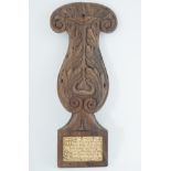 MID-19TH-CENTURY CARVED ROSEWOOD PLAQUE