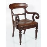 WILLIAM IV MAHOGANY LIBRARY CHAIR