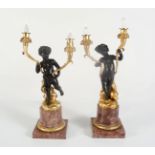 PAIR MARBLE AND ORMOLU CANDELABRAS