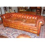 EDWARDIAN HIDE UPHOLSTERED CHESTERFIELD SETTEE