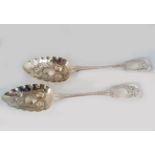 TWO IRISH STERLING SILVER BERRY SERVING SPOONS