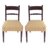 PAIR OF REGENCY MAHOGANY AND BRASS INLAID SIDE CHAIRS
