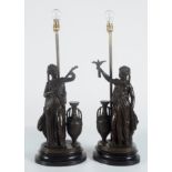 PAIR OF BRONZE FIGURAL TABLE LAMPS