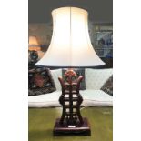 CHINESE QING PERIOD HARDWOOD STEMMED TABLE LAMP