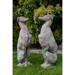 PAIR OF MOULDED STONE WHIPPETS