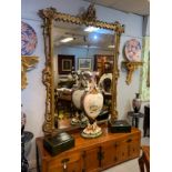 LARGE 19TH-CENTURY GILT WOOD OVER MANTLE MIRROR