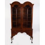 QUEEN ANNE STYLE BURR WALNUT CABINET ON STAND