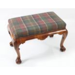 19TH-CENTURY WALNUT AND UPHOLSTERED STOOL