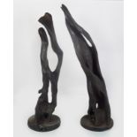 PAIR OF LARGE BOG OAK SCULPTURES