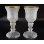 PAIR OF VENETIAN PARCEL GILT GLASS GOBLETS