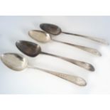 SET OF 4 GEORGE III BRIGHT CUT SERVING SPOONS