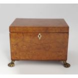 GEORGE III WALNUT INLAID TEA CADDY