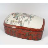 CHINESE QING LACQUERED AND PORCELAIN BOX