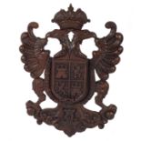 LARGE 19TH-CENTURY DUCAL CARVED ARMORIAL COAT OF ARMS