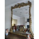 LARGE 19TH-CENTURY GILT WOOD OVERMANTLE MIRROR