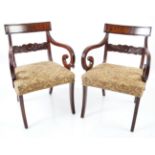 REGENCY MAHOGANY & UPHOLSTERED LIBRARY CHAIR