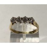 18CT YELLOW GOLD 4 STONE DIAMOND RING