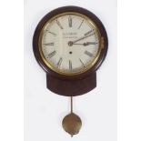 MAHOGANY CASED DROP DIAL WALL CLOCK