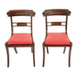 PAIR OF BRASS INLAID SABRE LEGGED SIDE CHAIRS