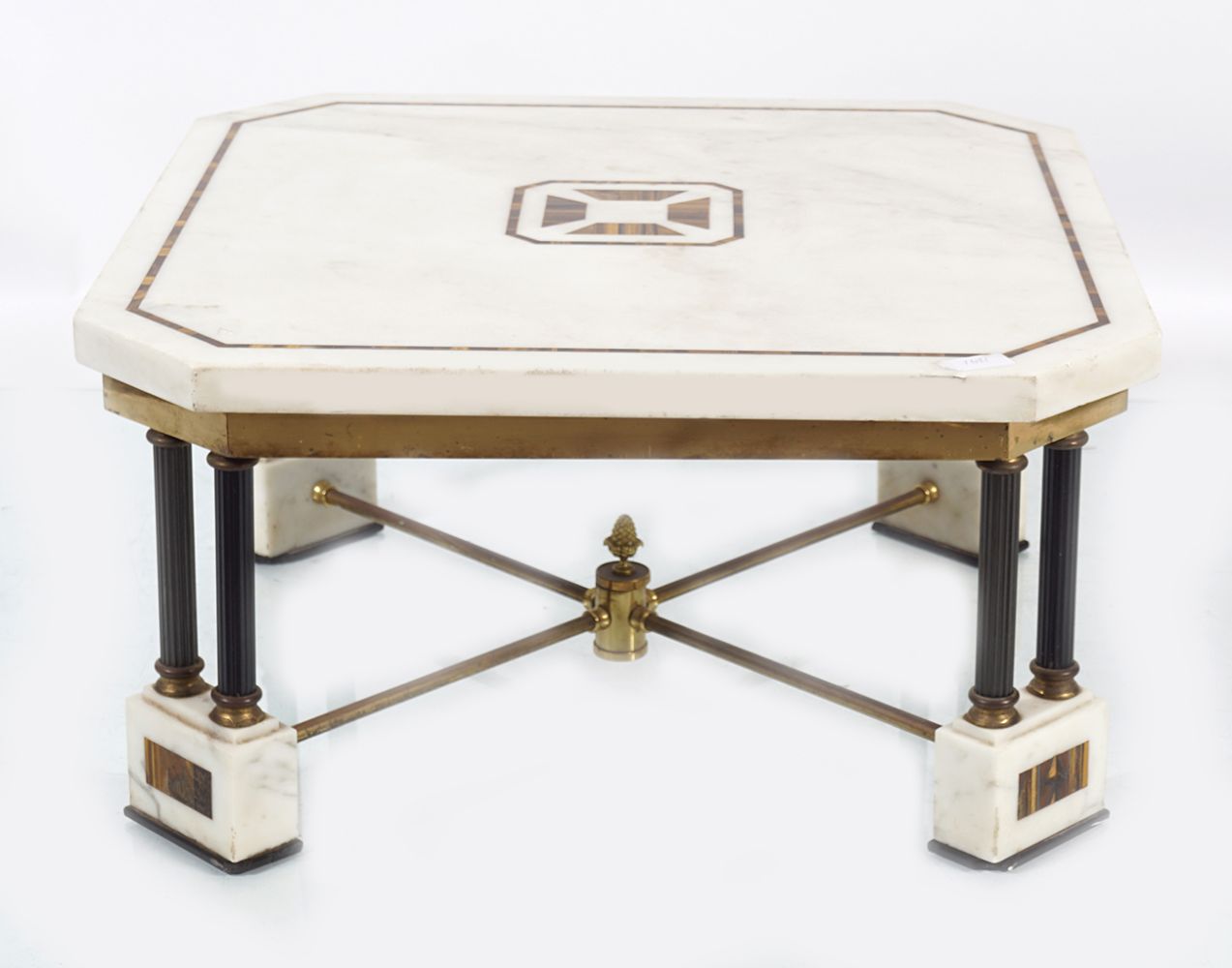 NEO-CLASSICAL STATUARY WHITE MARBLE LOW TABLE