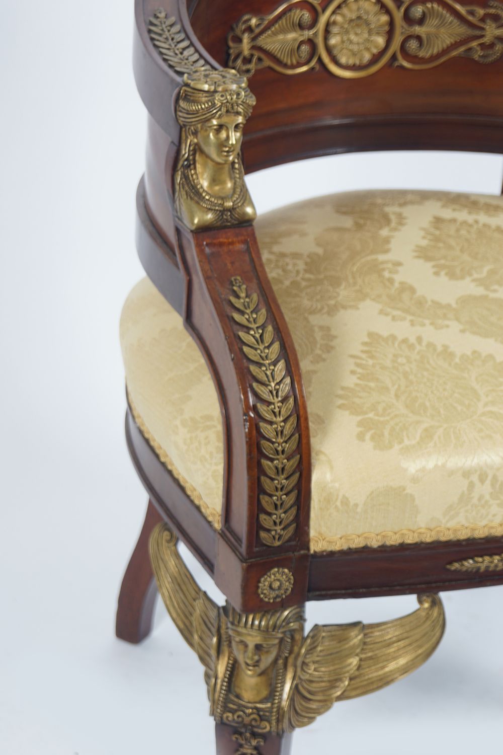 19TH-CENTURY MAHOGANY AND ORMOLU LIBRARY CHAIR - Image 3 of 3