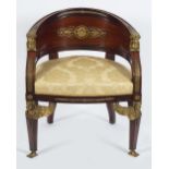 19TH-CENTURY MAHOGANY AND ORMOLU LIBRARY CHAIR