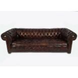 LARGE HIDE UPHOLSTERED CHESTERFIELD