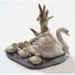 LLADRO SWAN AND CYGNETS