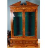 WALNUT AND SATINWOOD INLAID GUN CABINET