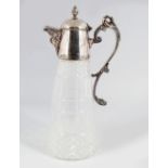 CRYSTAL AND SILVER PLATED CLARET JUG