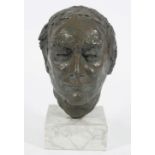 BRONZE LIBRARY BUST: HEAD OF A MAN