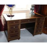 NAPOLEON III MAHOGANY AND BRASS BOUND DESK