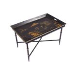 LACQUERED TOLEWARE END TABLE