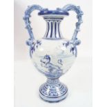 LARGE DELFT BLUE AND WHITE VASE