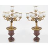PAIR OF LARGE FRENCH GILT BRONZE CANDELABRAS