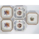 GROUP OF FIVE ARMORIAL POLYCHROME DISHES
