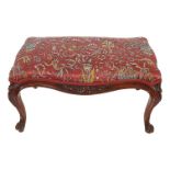 19TH-CENTURY CARVED WALNUT & UPHOLSTERED STOOL