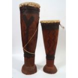 TWO AFRICAN TRIBAL DRUMS