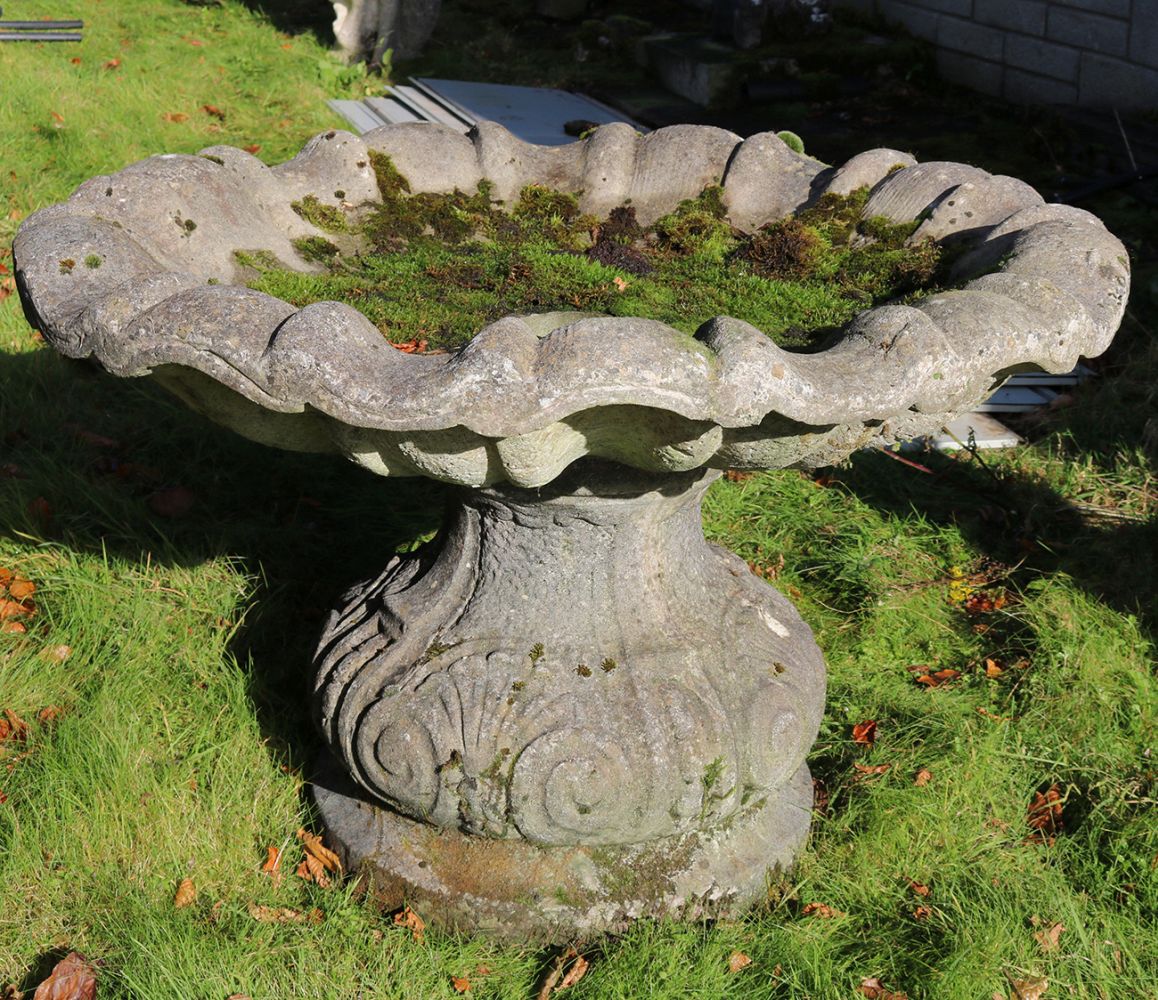 LARGE WEATHERED MOLDED STONE PLANTER