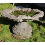 LARGE WEATHERED MOLDED STONE PLANTER