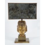 BRONZE BUDDHA STEMMED TABLE LAMP