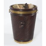 LARGE IRISH MAHOGANY BRASS BOUND PEAT BUCKET