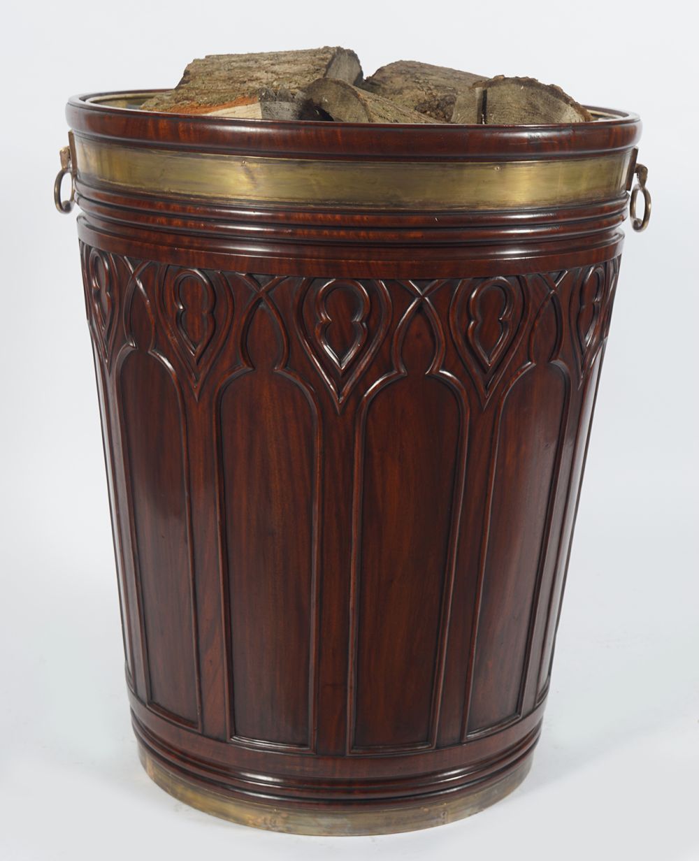 IRISH MAHOGANY BRASS BOUND ESTATE LOG BARREL