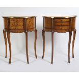 PAIR OF WALNUT AND BRASS MOUNTED LAMP TABLES