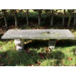 WEATHERED MOLDED STONE BENCH