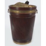 PAIR OF LARGE IRISH MAHOGANY BRASS BOUND PEAT BUCKETS