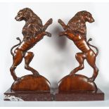 PAIR LATE 19TH-CENTURY ARMORIAL LIONS
