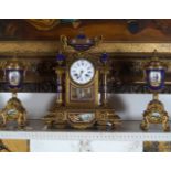 19TH-CENTURY PORCELAIN AND GILDED CLOCK SET