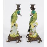 19TH-CENTURY ORMOLU AND PORCELAIN CANDELSTICKS